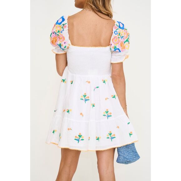 Jacquie the Label Julianna Embroidered Mini Dress Brunch Summer size S NWT - Picture 3 of 8